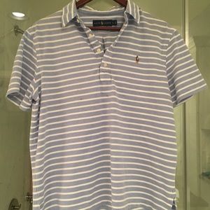RL blue and white striped polo in Large